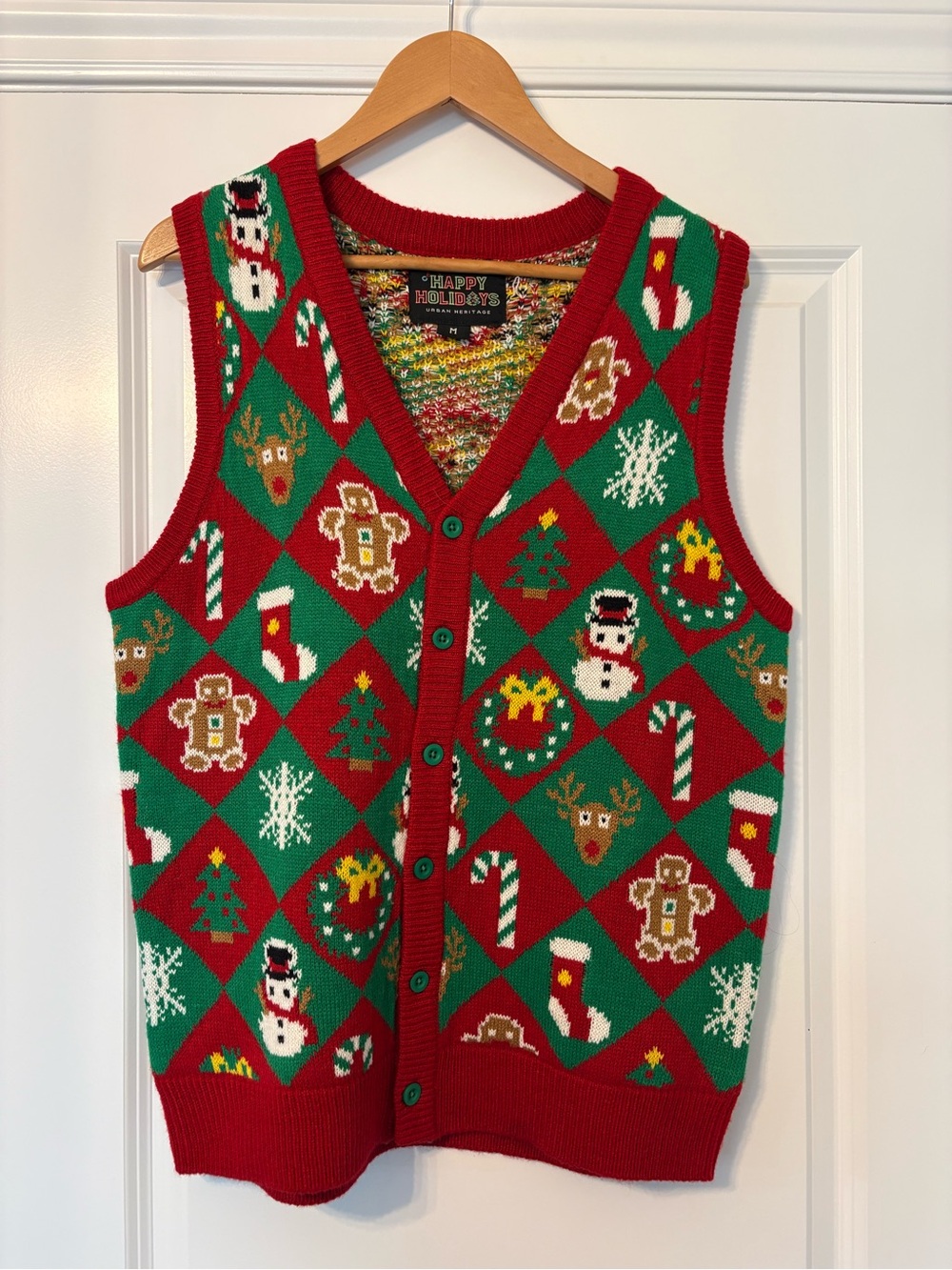 Urban Heritage Red and Green Holiday Sweater Vest